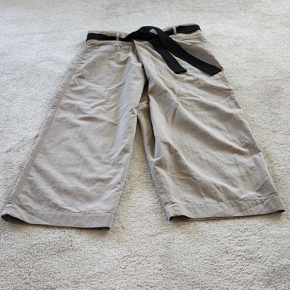 Brunello Cuccinelli wide leg beige high waist criss cross waist pants Sz 6 - Picture 6 of 11